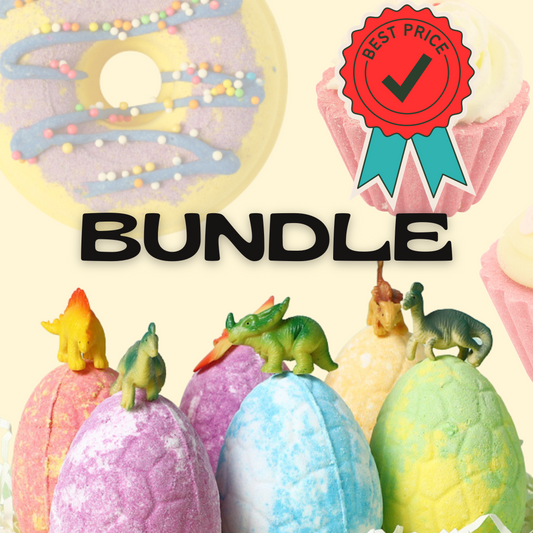 Kids Bathbomb Bundle,  Donut + Cupcake + Dinosaur Egg